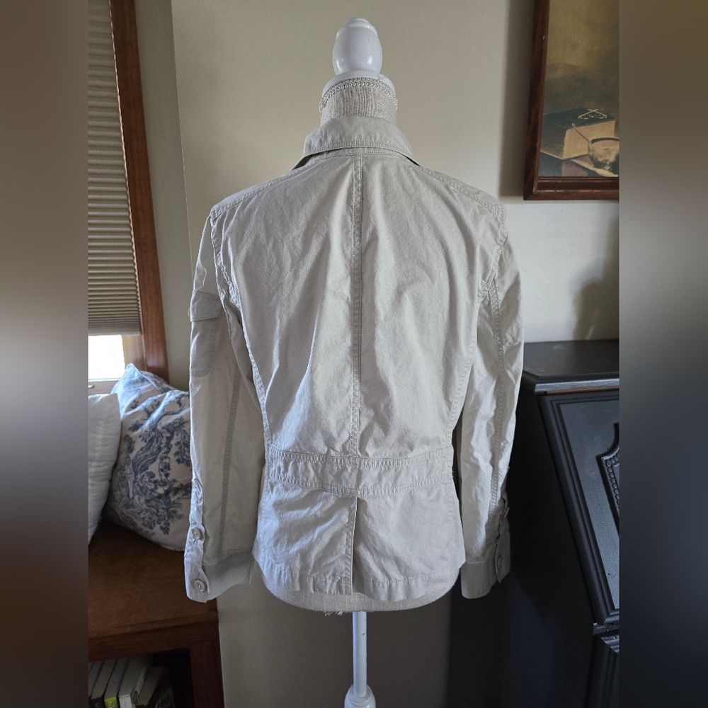 LL BEAN Womens M light beige jacket 100% cotton lightweight button up - Picture 3 of 7